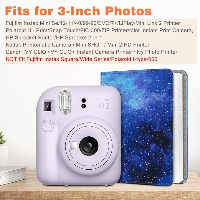 Fintie Mini Photos Album Book for 2x3 Inch Films - 104 Pockets Small Albums | For Fujifilm Instax Mini 13/12/11/99/40/Evo/Se/7+/Liplay Instant Camera, Photos Keepsakes, Kids Memory Book, Starry Sky - Image 2