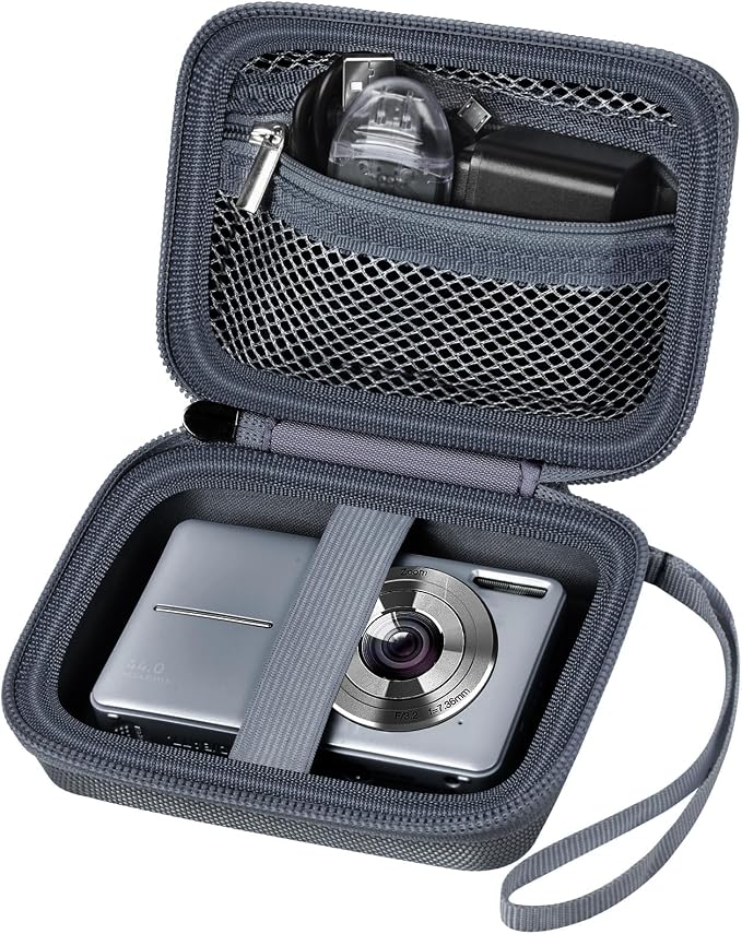 ALKOO Digital Camera Case for CAMKORY, Camera Pouch for KODAK Pixpro -Grey | for Lecran/for VAHOIALD Point and Shoot Camera, Hard Carrying Case with Mesh Pocket, Compact for Vlogging, Travel and Storage by ALKOO