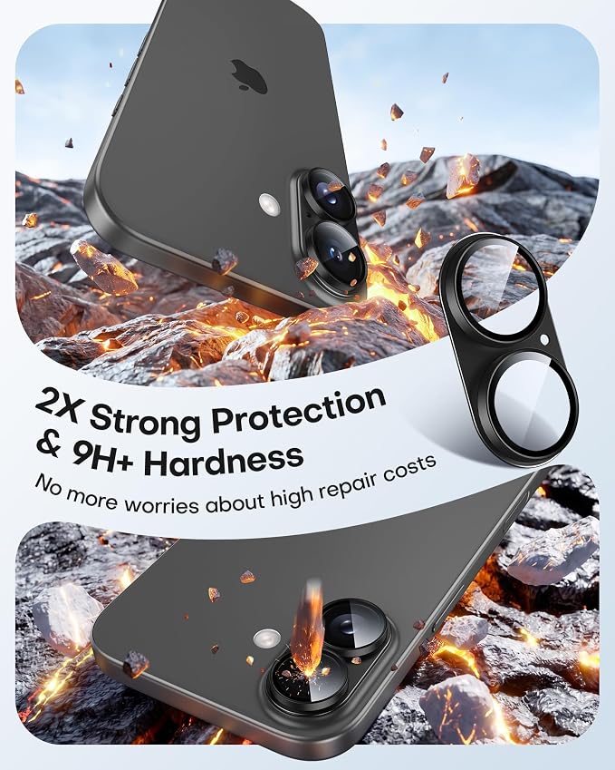 TAURI 2 Pack for iPhone 17 Camera Lens Protector, Black | Full Coverage Military-Grade Shatterproof, Upgrade AR Anti-Reflection Ultra Clear Transmission & Case Friendly - Image 3