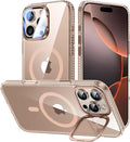 VOFATA [Upgraded] for iPhone 16 Pro Max Case with Camera Cover Stand [Fit for MagSafe][9H Camera Lens Protector] Mil-Grade Protection Transparent Magnetic iPhone 16 Pro Max Phone Case, Clear Gold by VOFATA