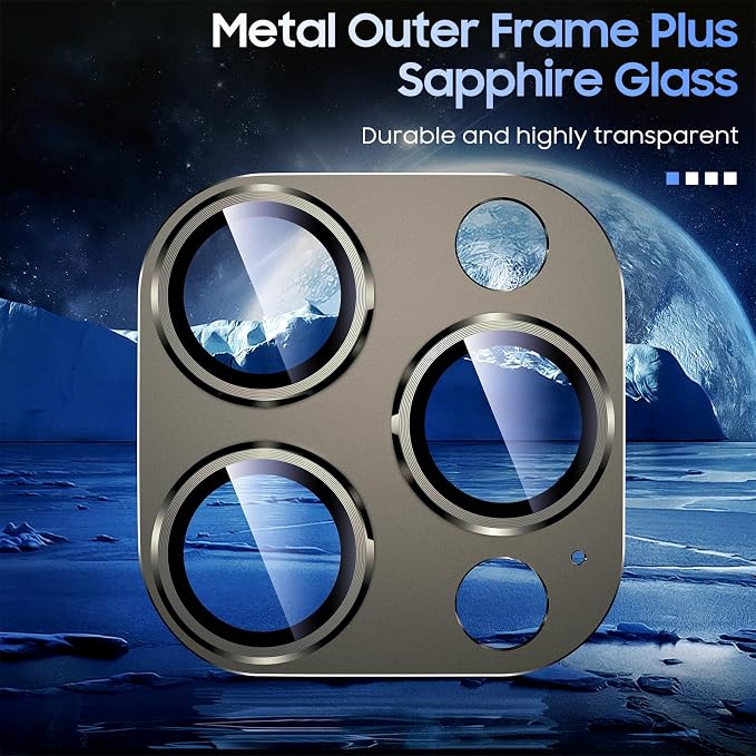 Uyiton for iPhone 15 Pro/iPhone 15 Pro Max Camera Lens Protector | Not Easy to Break, Strong Adsorption, Case-Friendly, Metal 9H Sapphire Glass Rear Camera Screen Cover, Natural Titanium - Image 4