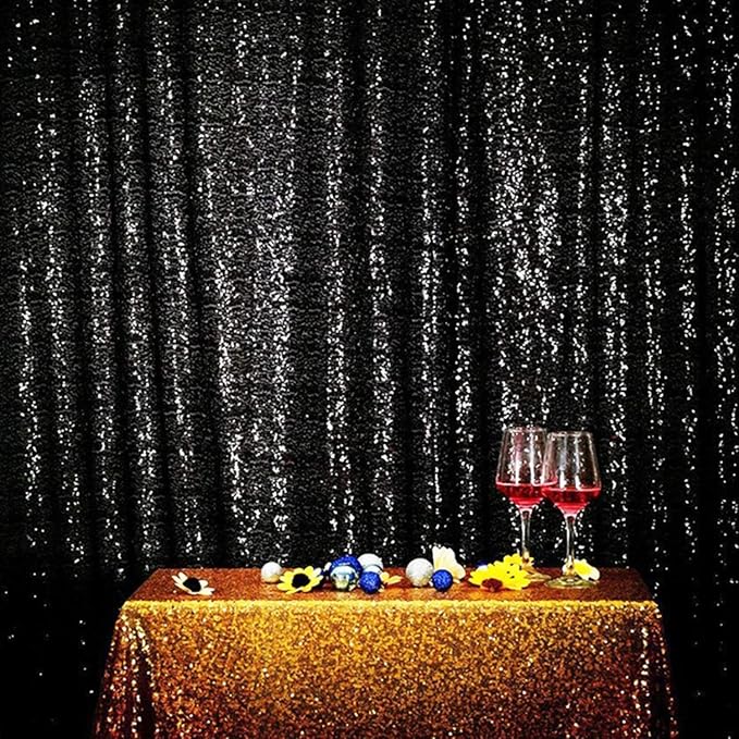 Poise3EHome 6FT x 6FT Black Sequin Photography Backdrop Curtain for Party Decoration - Image 9