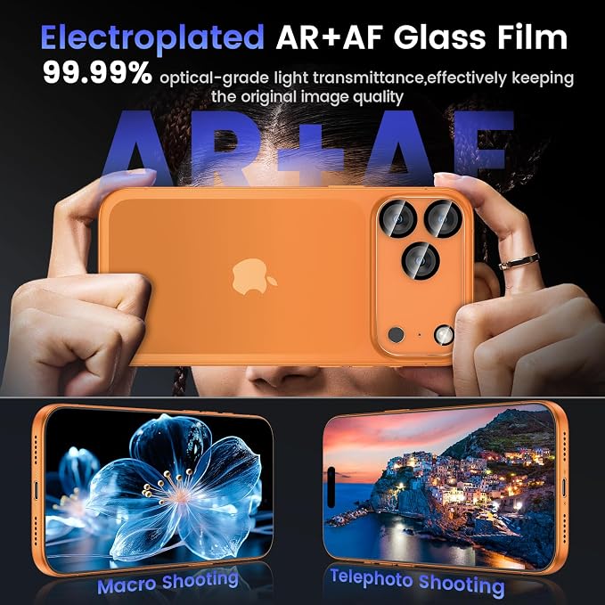 Tensea 3Pcs for iPhone 17 Pro Camera Lens Protector | Tempered Glass Film Camera Cover Lens Screen Protector, HD Clear, Full Edge to Edge, Case Friendly for iPhone 17 Pro 6.3" - Image 3
