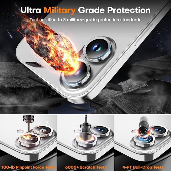 Camera Lens Protector for iPhone 17/16/16 Plus- White | 9H Tempered Glass, Metal Individual Camera Cover, Accessories, Anti-drop, Case Friendly, HD Clear, Anti-Scratch - Image 6