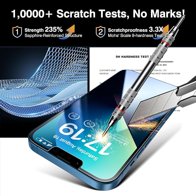 EZ-GLAZ-4+2 Pack for iPhone 13 Privacy Screen Protector (6.1") | 2-Pack Lens Protectors, Alignment Kit, Easy Installation, 9H+ Tempered Glass, Scratch Resistant, 28° Privacy Protection - Image 5