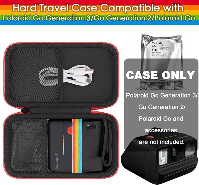 khanka Travel Case for Polaroid Go Generation 3 (6659/9192) Mini Instant Camera/Polaroid Go Generation 2 (6280),Case Only（black） - Image 3