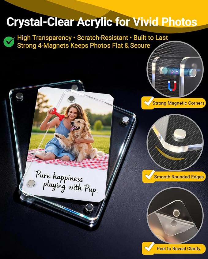 2Pcs Car Picture Holder for Sun Visor & Air Vent, 2.36"x3.5" Car Photo Clip | Clear Magnetic Acrylic Car Picture Frame for Polaroid, Instax Mini & Wallet-Size Photos, Personalized Car Decor Photo Gifts - Image 3