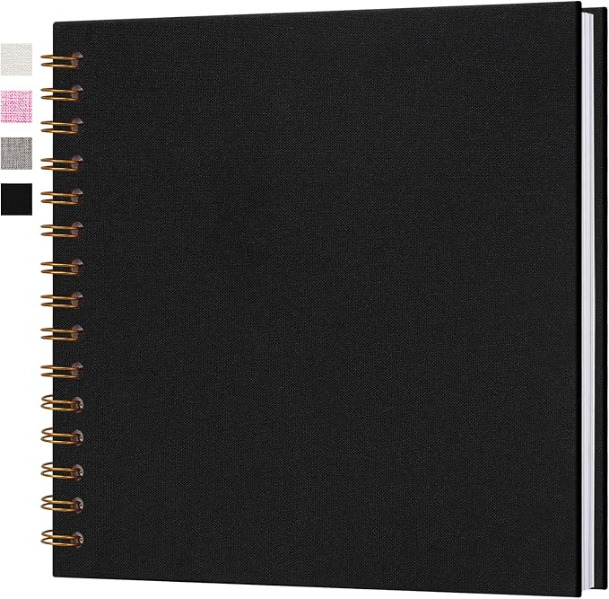 10x10 Inch Scrapbook DIY Photo Album, 20 Sheets (40 Pages), Black | Linen Hardcover, Lay Flat Customizable, Memory for Wedding Guest Book, Family Travel, Polaroid Storage by Hiwhy