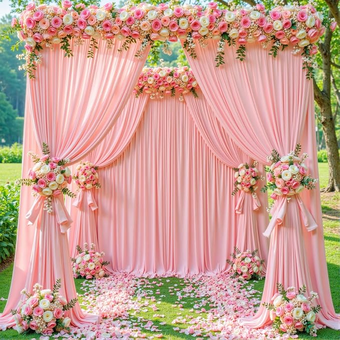 10x12 Blush Pink Backdrop Curtains for Wedding Party Wrinkle Free Backdrops Curtain Drapes Fabric Decorations Photo Back Drop Cloth for Baby Shower Photography Stage Reception 5ft x 12ft,2 Panels - Image 4
