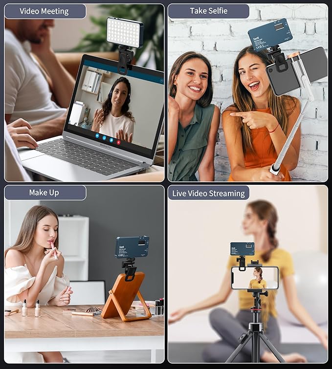 Selfie Light, 96 LED Phone Light with Metal Hotshoe & Clip, Rechargeable 2500K-8000K 360° Full Color 21 Scenes RGB Video Light for Phones, iPhone, Laptops, Cameras, Vlog, TikTok, Gifts for Women & Mom | CRI 96+ 2500K-8000K Rechargeable Full Color 21 Sc... - Image 5