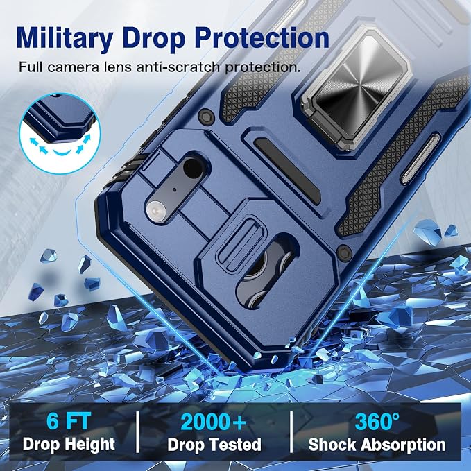 VEGO for iPhone 17 Pro Max Case with Privacy Screen Protector Blue | Slide Camera Cover & Ring Kickstand Military Grade Heavy Duty Protection Cover for iPhone 17 ProMax 5G 6.9 Inch - Blue - Image 6