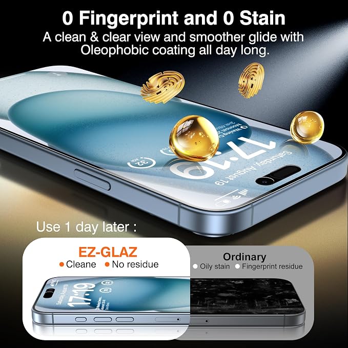 EZ-GLAZ-4+2 Pack for iPhone 15 Plus Privacy Screen Protector (6.7") | 2-Pack Lens Protectors, Alignment Kit, Easy Installation, 9H+ Tempered Glass, Scratch Resistant, 28° Privacy Protection - Image 8