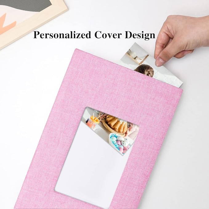 Vienrose 4x6 Photo Album,300 Pockets,Linen Cover with Window,Pink | Linen Hardcover, Slip In Photo Book, Family Memory Album, Travel Keepsake - Image 3