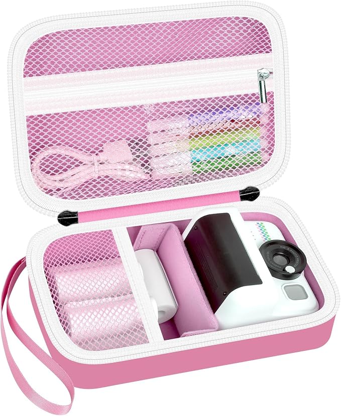 Kids Camera Case for Instant Print and Film Cameras, Pink, Case Only | For Cimizi/ for GREENKINDER/ for Gofunly/ for DUDUDRAGON/ for HiMont Kid Camera,Shockproof Organizer, Large Lower Cover Space by Grapsa