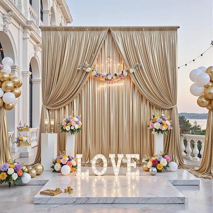 10x10FT Champagne Sequin Backdrop Curtain for Party - 2 Panels 5x10FT Wrinkle-Free Shimmer Drapes for Birthday, Wedding, Christmas, Decorations & Photography - Image 8