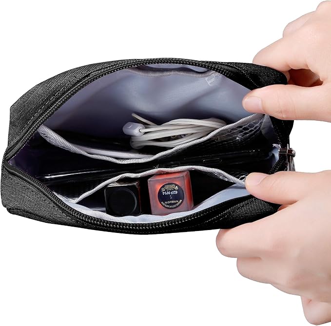 E-Tree Cute Small Pouch, Makeup Cosmetic Bag,Make up Bag for Purse,Toiletry Zipper Pouch,Tech Bag,Electronic Organizer Travel Case,Storage Pouches for Organization Black - Image 4