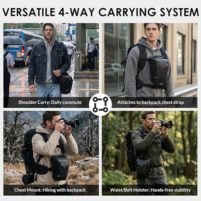 TARION Expandable Top Loader Camera Bag with Shoulder Strap TriadPack | Fits DSLR with Attached 70-200mm to 400mm Telephoto Lens, Large Opening, Backpack and Waist Strap Compatible, Waterproof - Image 3