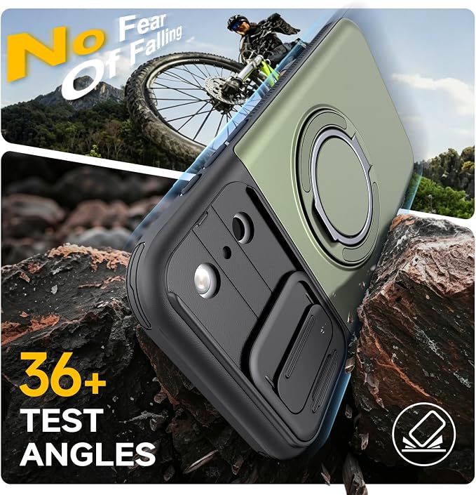 for iPhone 17 Pro Wallet Case with Card Holder Slide Camera Cover Ring Stand Kickstand Heavy Duty Protective Case with Screen Protector for iPhone 17 Pro (Deep Green) - Image 8
