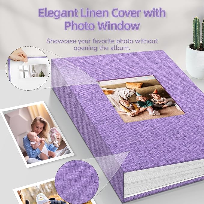 popotop Photo Album 4x6-300 Photos Linen Cover Photo Books with 300 Horizontal Pockets,Slip-in Picture Albums for Family Wedding Anniversary Baby Vacation Pictures - Image 2
