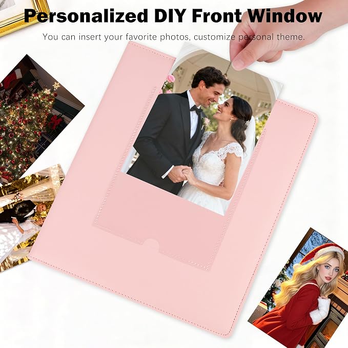 Photo Album 5x7 Holds 272 Pictures Leather Cover 5 x 7 Album Extra Large Capacity Picture Book Acid Free Inner Pages Book for Wedding Family Boys Girls Art Work Photos (Pink） - Image 5