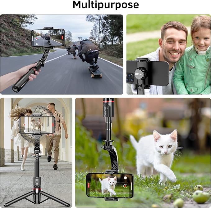 Smartphone Gimbal Stabilizer with Remote, Aluminum Extendable Selfie Stick Tripod, 360° Automatic Rotation, Auto Balance for Live Video Recording, Vlogging, YouTube Compatible with iPhone and Android - Image 7