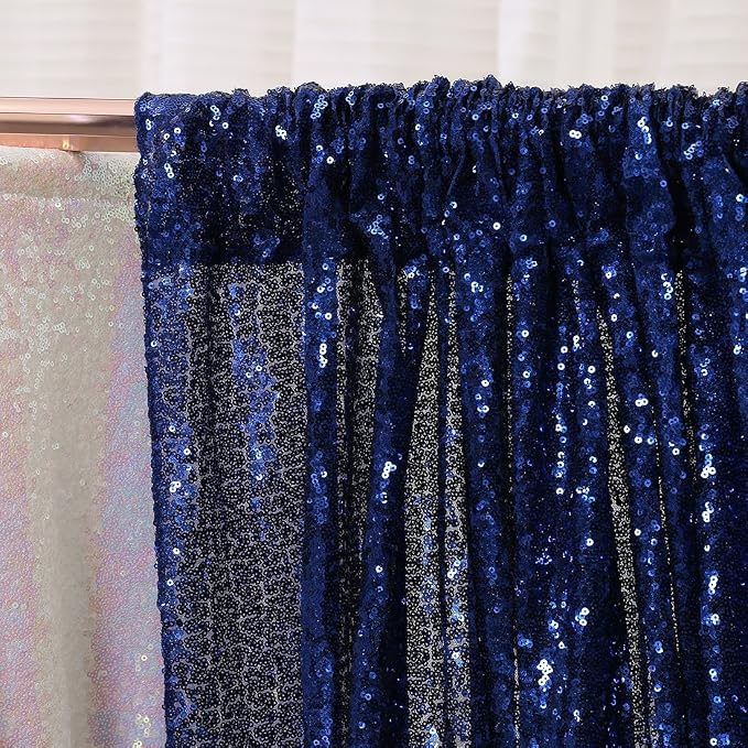 Poise3EHome 6FT x 8FT Navy Blue Sequin Photography Backdrop Curtain for Party Decoration, Navy Blue - Image 5