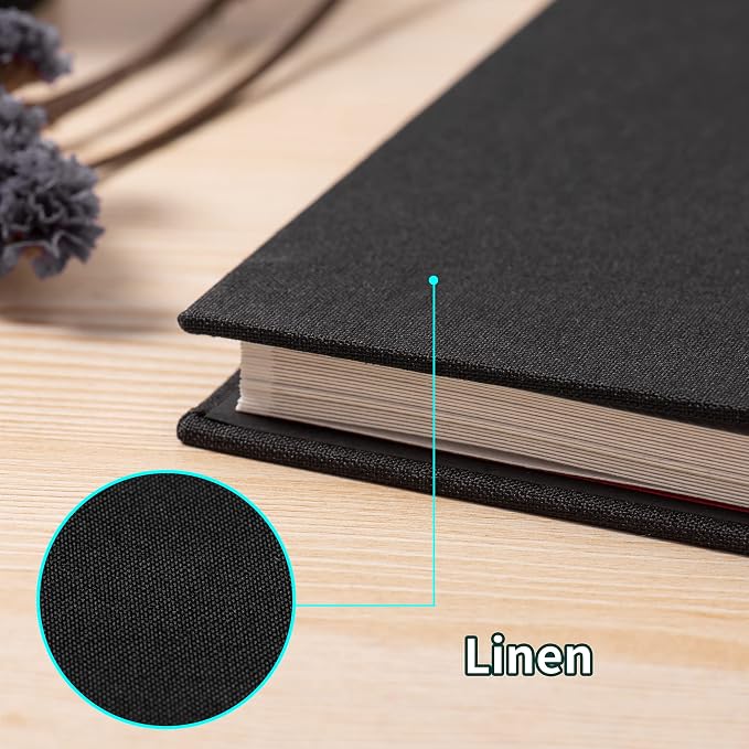 Large Photo Album Self Adhesive 4x6 8x10 10x12 13"x12.8" Magnetic Scrapbook Album 12.6"x11" Inch 40 Pages Linen Cover DIY Photo Album with A Metallic Pen and DIY Stickers(Black) - Image 4