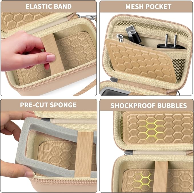 Comecase Digital Camera Case for Kodak PIXPRO FZ45 FZ55 for Travel, Beige | Fits Cameras up to 4.33 x 3.07 x 2.3 in, Pre-Cut Foam, Elastic Strap&Hand Strap, Mesh Pocket for Accessories, Case Only - Image 4