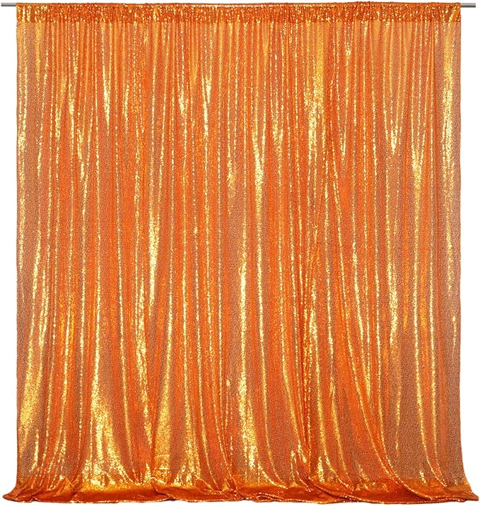Poise3EHome 6FT x 8FT Orange Sequin Photography Backdrop Curtain for Halloween Party Decoration by Poise3EHome