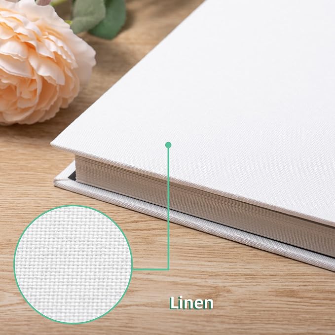 Large Photo Album Self Adhesive Scrapbook Album for 4×6 8×10 Pictures DIY Magnetic Linen Cover Album 40 Pages for Family Wedding Gifts with Metal Pen and Plastic Board - Image 4