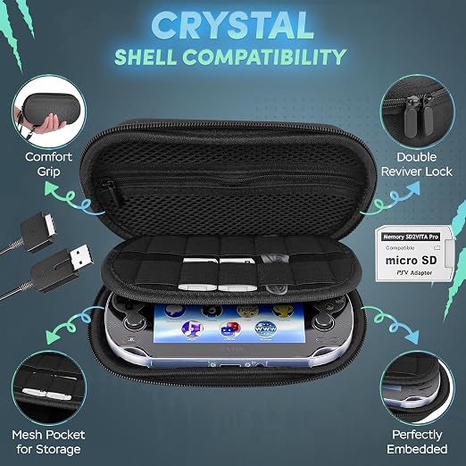 4 in 1 Kit for PS Vita 2000 Slim, PS Vita Case - 1 Pack | Case with Front & Back Protector, Adapter Charger Cable & Micro SD Card - Image 2