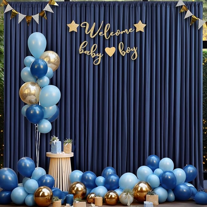 40ftx10ft Wrinkle Free Navy Blue Backdrop Curtains for Parties, Thick Polyester Backdrop Drapse 8 Panels 5x10ft for Weddings Birthday Photography Background Curtains - Image 6