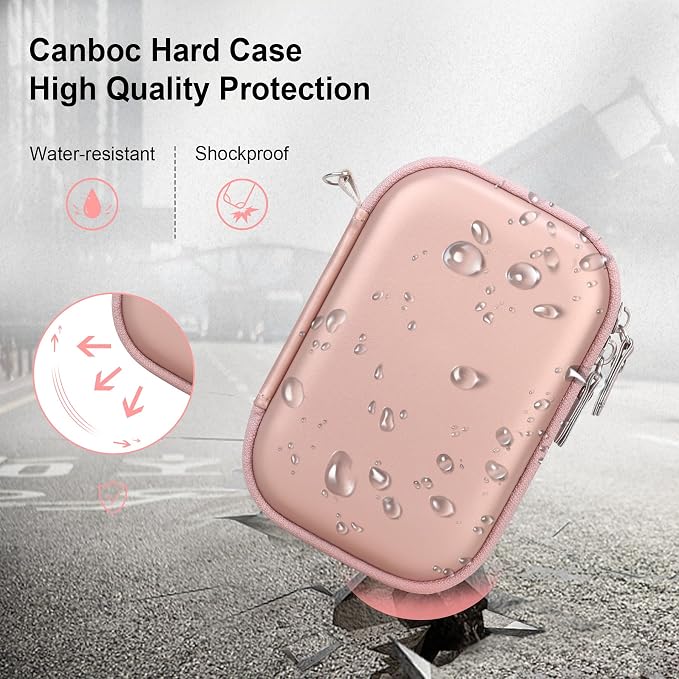 Canboc Hard Case for HP Sprocket Portable 2x3 Inch Instant Photo Printer | Zipper Mesh Pocket fits Photo Paper and Cable, Rose Gold - Image 7