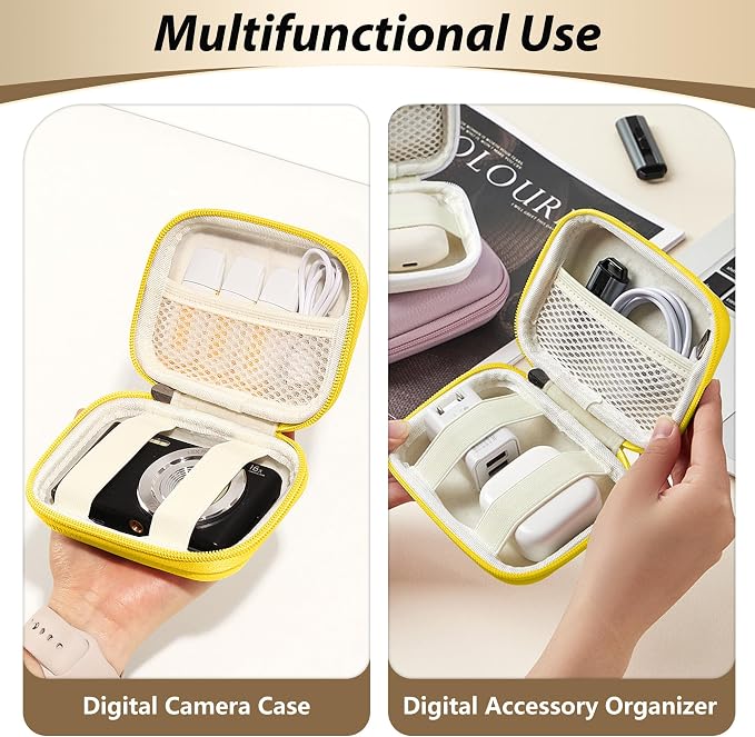 Digital Camera Case for KODAK PIXPRO FZ55/FZ45,Case Only,Lemon Yellow | Fits CAMKORY DC403 and Canon PowerShot ELPH 360 HS Compact Digital Cameras, Small Hard Shell Camera Pouch with Mesh Pocket - Image 7