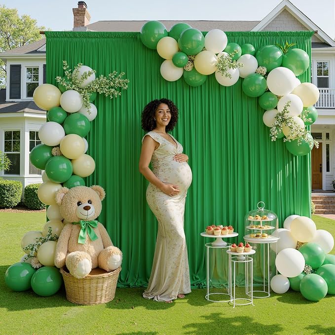 20ftx10ft Wrinkle Free Green Backdrop Curtains for Parties, Silky Polyester Photo Backdrop Drapes 4 Panels 5x10ft Back Drop Cloth for Wedding Birthday Baby Shower Photography Background - Image 6