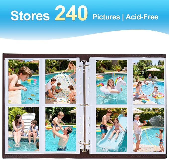 30 Pack 3.5x5 Photo Album Refill Pages for 3 Ring Binder,Ultra-Clear Photo Sleeves Holding 240 Pictures, Double-Sided 4 Pocket Photo Pages,Top Loading Photo Sheet Protector - Image 6