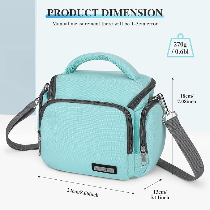 G-raphy Camera Bag Case Compact Lightweight Shoulder Crossbody Sling Photography Bags for Nikon Canon Sony DSLR SLR Mirrorless with Removal Straps Mint - Image 2