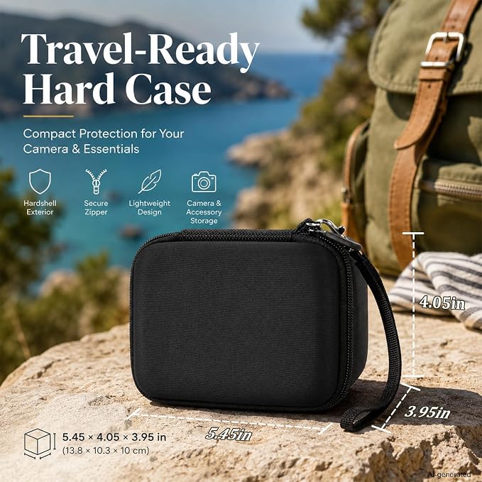 Comecase Vlogging Camera Case for Duluvulu/for VJIANGER 4K Digital Cameras | Mesh Pocket for Charging Cables and Batteries, Travel Storage for Vloggers, Parties and Camping (Black+Grey Inside)) - Image 5