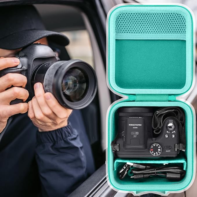 Case for KODAK PIXPRO AZ653/AZ401/AZ405/AZ425/AZ528 Digital Camera | Protective Storage Box, Portable Carrying Box, Smooth Zipper, Travel-ready, Shoulder Strap Covenient to Carry, Mint Green - Image 8