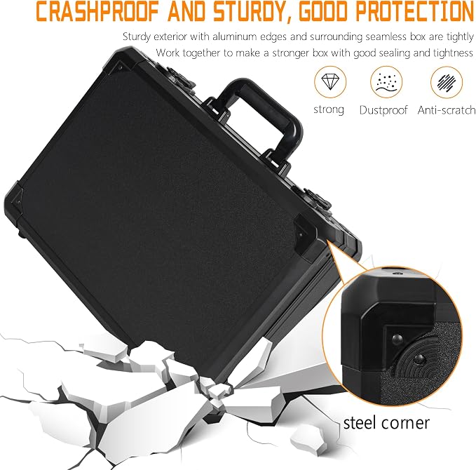 13 Inch Hard Carrying Storage Case | Ideal for Microphone & Camera Gear Transportation, DJ Mixer Case with Customizable Pre-Diced Foam, 13 X 10 X 5.5 Inch, Black - Image 7