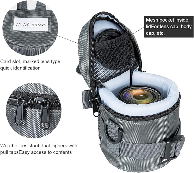 FOMITO Water-Resistant Camera Lens Pouch Bag - Shockproof Protective Case 3.94"x4.33" - Image 6