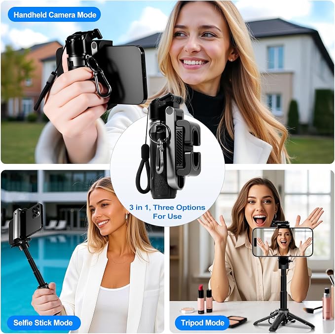 3-in-1 Mini Tripod, Selfie Stick for iPhone for 4-7 Inch iOS/Android Phones | Tripod for Iphone with Remote Control, Lightweight Travel Tripods for Selfie Video Recording - Image 2