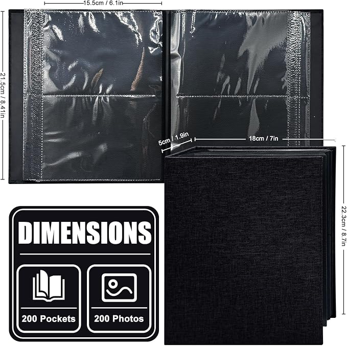 Photo Album 4x6 200 Pockets for Wedding Gifts,Linen Hardcover Picture Albums for Family Anniversary Baby Vacation Pictures - Image 3