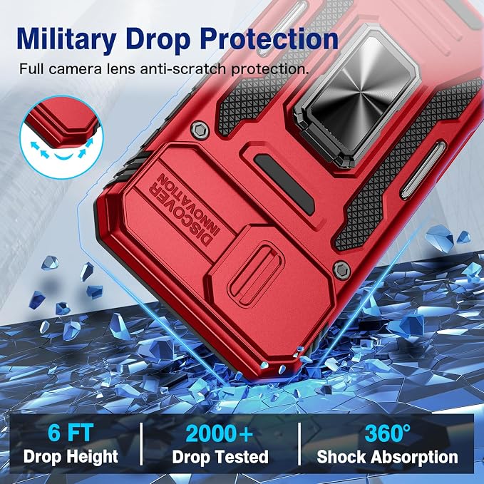 VEGO for iPhone 17e/ iPhone 16e Case with Slide Camera Cover and Stand Red | Privacy Screen Protector & Ring Kickstand Military Grade Heavy Duty Protection Cover for iPhone 17e 5G - Red - Image 6