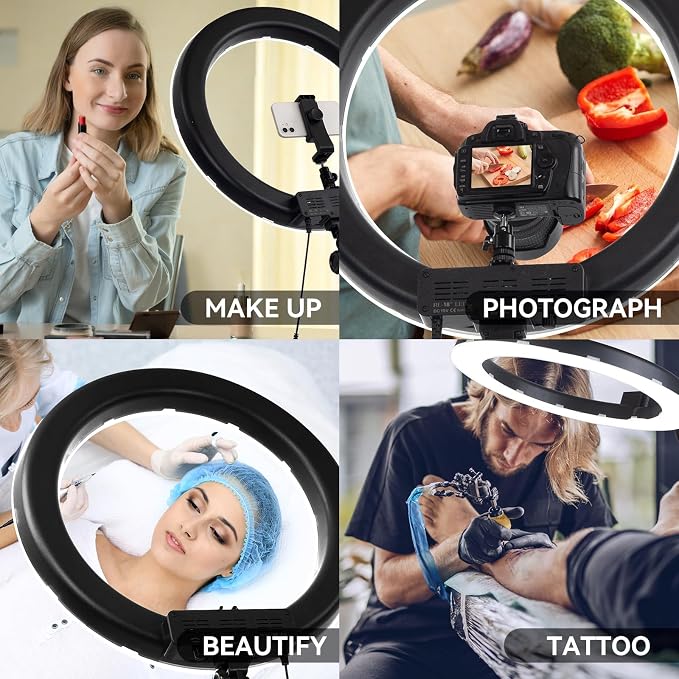 Ring Light Kit 18" 55W 5500k dimmable LED Light, 70inch Foldable Stand, Phone Clip, Short Video, Studio Video Photography Lighting, Spot Lights，Selfie and Live Streaming,You Tube,TikTok - Image 7