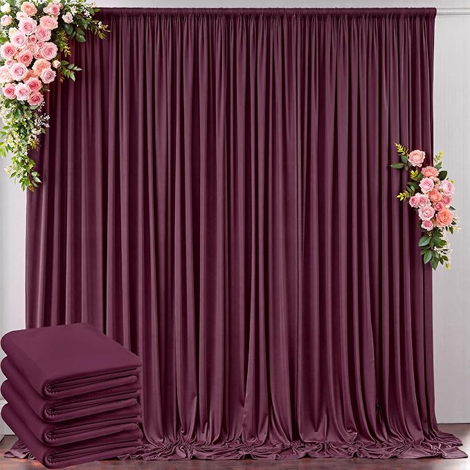 20 ft x 10 ft Wrinkle Free Maroon Backdrop Curtain for Parties, Polyester Burgundy Photo Backdrop Drapes 4 Panels 5x10ft for Baby Shower Wedding Birthday Party Engagement Ceremony Decoration by Outpain