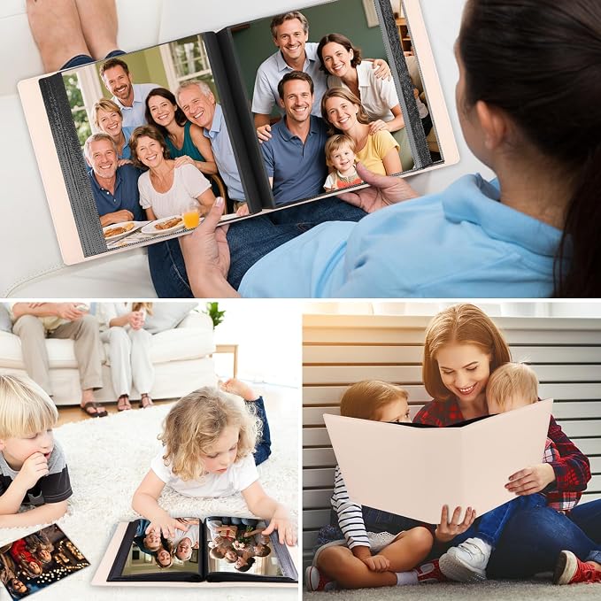 Aevdor 8x10 Photo Album, 168 Photos, Leather Cover, Beige | Large Capacity, Side-Loading Clear Pockets, Vertical 8x10 Layout, Black Inner Pages, Wedding, Travel, Baby & Family Memories - Image 8