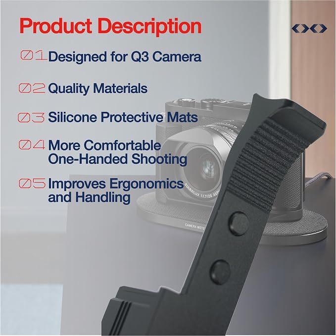 Thumb Grip for Leica Q3 Camera Thumb Support Grip Aluminum Anti Slip Handgrip with Protective Film - Image 6