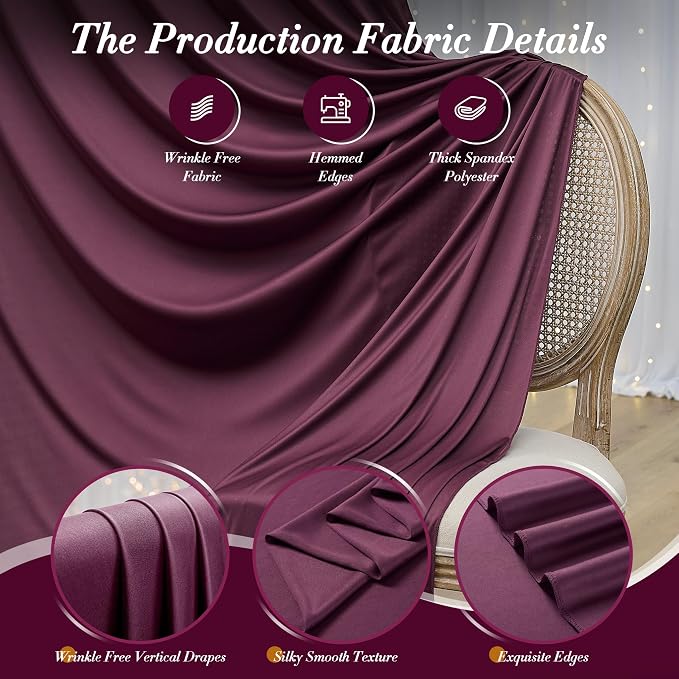 30 ft x 10 ft Wrinkle Free Maroon Backdrop Curtain for Parties, Polyester Burgundy Photo Backdrop Drapes 6 Panels 5x10ft for Baby Shower Wedding Birthday Party Engagement Ceremony Decoration - Image 4