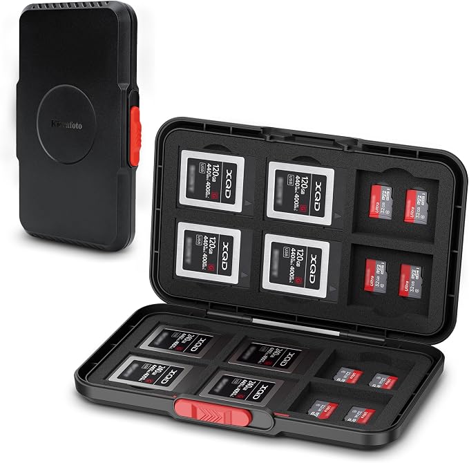 Pop Up Style XQD Cfexpress Type-B Card Case,36 Slots Memory Card Holder Wallet for 12 XQD Cfexpress Type-B Cards & 24 MSD Micro SD/Micro SDHC/Micro SDXC Cards, Slim TF Cfexpress Memory Card Case by Kiorafoto